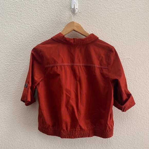 NWT Christopher & Banks Cropped Jacket Short Sleeve Button Up Small Casual Fall - Picture 3 of 5